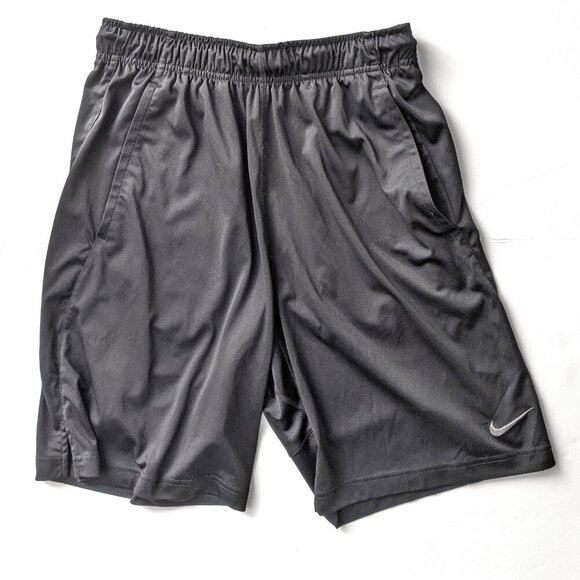 Nike Pro Dri-Fit Youth Shorts Black Loose Drawstring Elastic Waist Swoosh Pocket - Picture 1 of 6